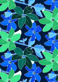 蓝绿花卉图案背景设计
