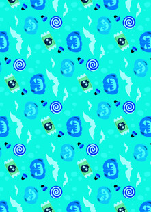 蓝绿花卉图案无缝背景