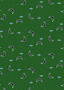 绿色底月牙飞鸟图案纹理