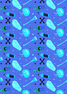 蓝色背景的实验室元素图案