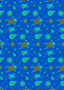 蓝色海洋风卡通图案背景