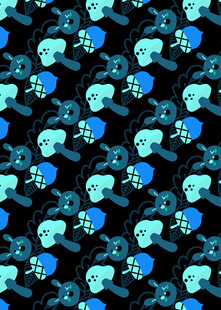 蓝色骷髅头黑色背景图案