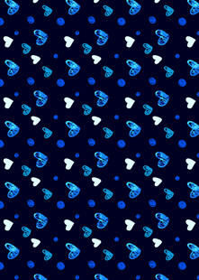 蓝色心形波点图案背景