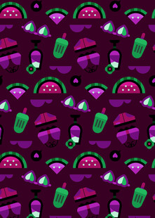 紫色系卡通图案无缝背景