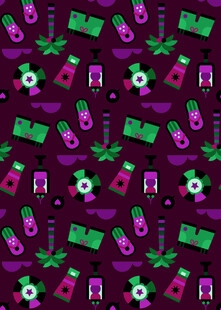 紫色系万圣节元素无缝图案