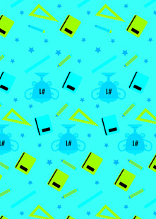 蓝色背景的文具图案