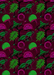 热带水果植物无缝图案