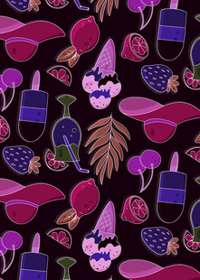 缤纷水果花卉图案背景