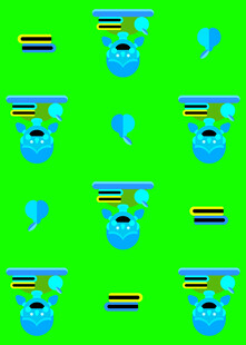 绿色背景上的卡通图案