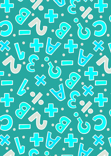 蓝绿色数学符号无缝图案