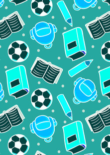 运动与学习元素无缝图案