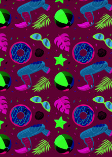 海洋元素多彩无缝图案