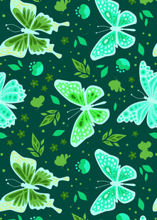 绿色蝴蝶花卉图案背景