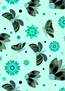 清新花卉蝴蝶图案背景