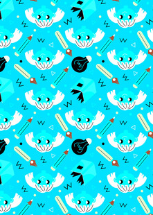 蓝色卡通文具图案背景