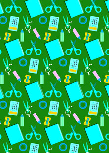 绿色背景的文具图案