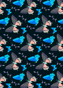 蓝色飞鸟图案背景纹理