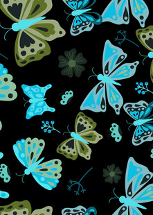 梦幻蝴蝶黑色背景图案