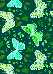 绿色梦幻蝴蝶图案背景