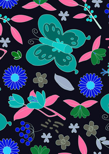 多彩花卉蝴蝶图案背景