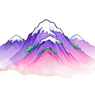 梦幻水墨风雪山美景