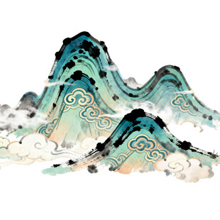 中式水墨风山峦云雾图