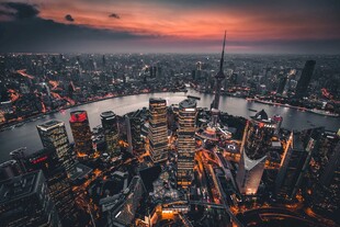 上海城市夜景俯瞰