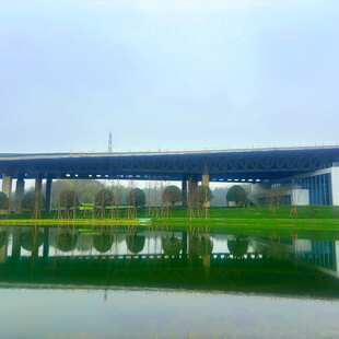 桥梁横跨绿水风景如画