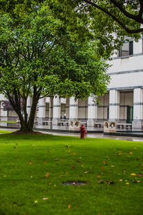 校园绿树草地建筑景致