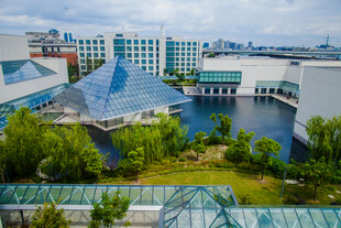 校园现代城市景观中的建筑与绿植