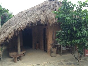 三亚乡村茅草小屋景观