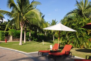 三亚热带庭院休闲躺椅景观