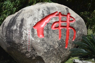 三亚刻有佛字的景观石