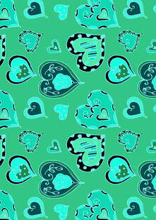 清新绿底爱心图案背景