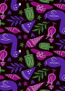 紫色系蔬菜图案无缝背景