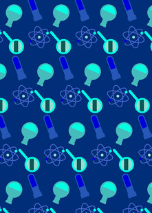 蓝色骷髅齿轮图案背景