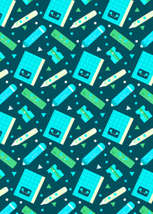 多彩文具图案无缝背景