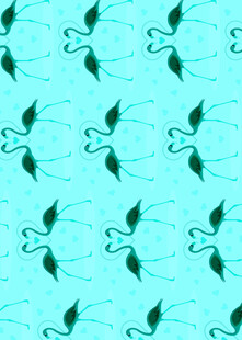 蓝底飞鸟无缝图案