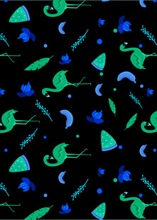 梦幻蓝绿海洋生物图案