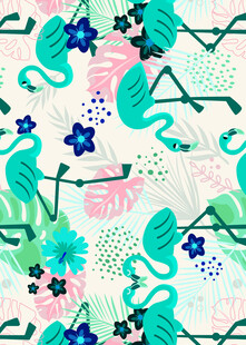 火烈鸟花卉清新图案设计