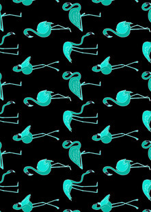 蓝绿色飞鸟黑色背景图案