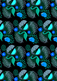 蓝绿植物图案无缝背景