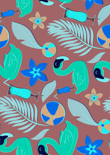 热带植物风多彩图案设计