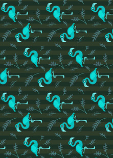 蓝绿色动物图案无缝背景