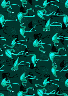 绿色火烈鸟图案背景