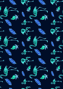 海洋生物水彩无缝图案