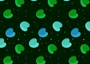 绿色蓝色心形图案背景