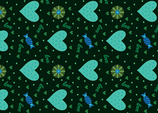 绿色心形花纹装饰图案