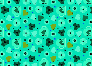 清新绿底卡通图案纹理