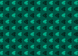 深绿底色卡通图案无缝背景